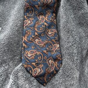 Givenchy Monsieur Men's Silk Tie Navy Blue Maroon Brown Paisley 4" x 58" Vintage